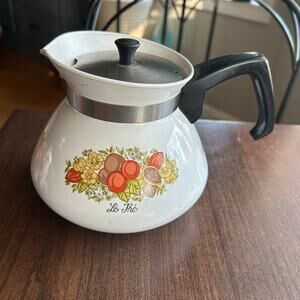 VTG Corning Ware Tea Pot P-104 Spice of Life Metal Top 6 Cup